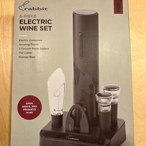 Rabbit 6-Piece Electric Wine Set - Black